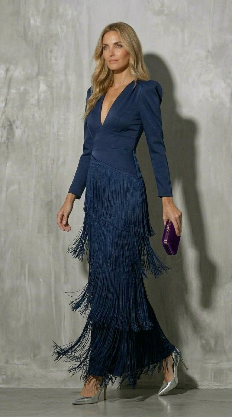 Clara - Vestido elegante de flecos