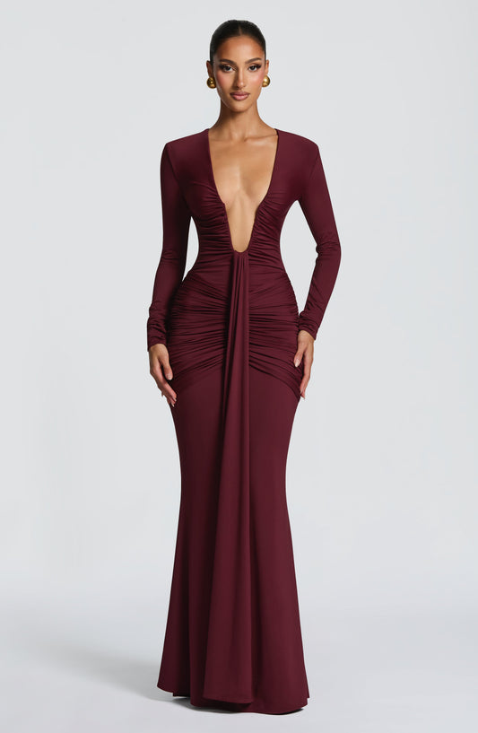 Vestido largo Tara - Lacado cereza