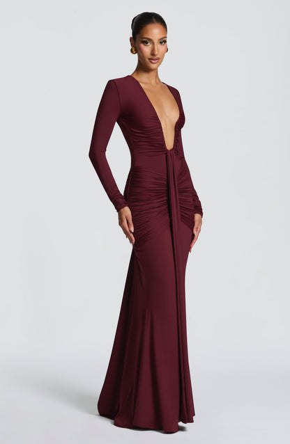 Vestido largo Tara - Lacado cereza