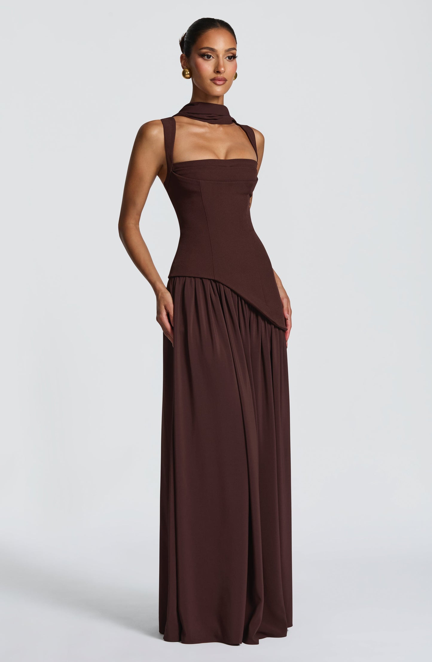 Vestido largo Tullulah - Marrón ciruela