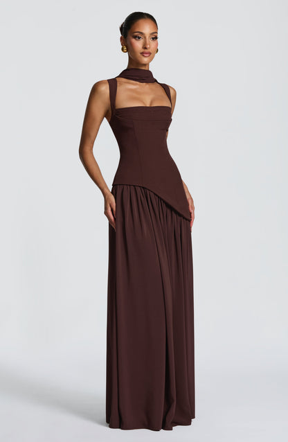Vestido largo Tullulah - Marrón ciruela