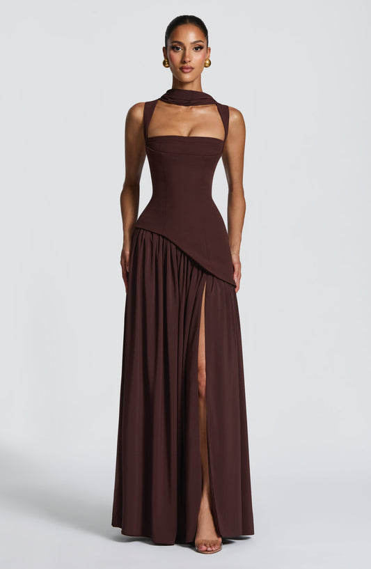 Vestido largo Tullulah - Marrón ciruela