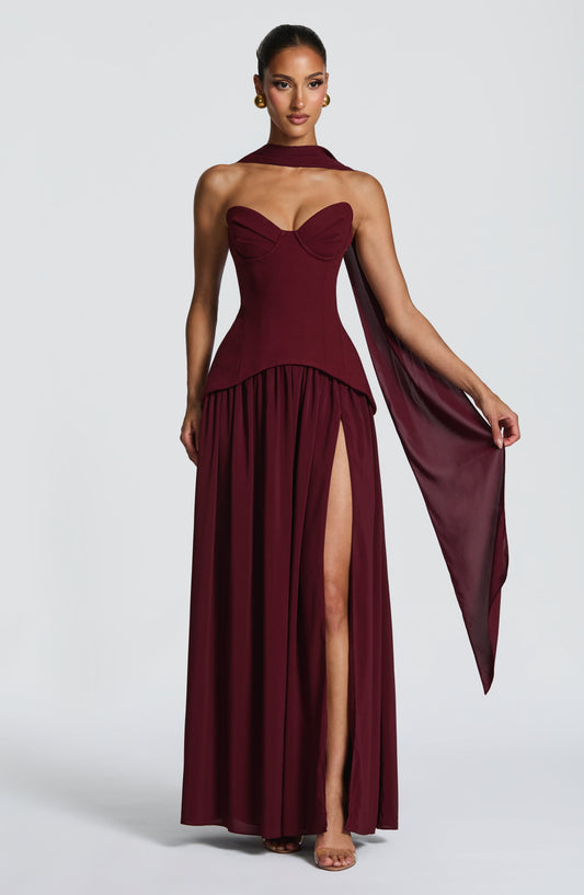Vestido largo Vietta - Lacado Cereza